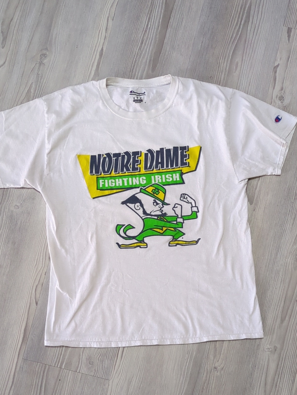 Champion Notre Dame Fighting Irish T Shirt Mens L Retro Mascot Graphic College